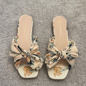 Loeffler Randall Cream Floral Bow Sandals